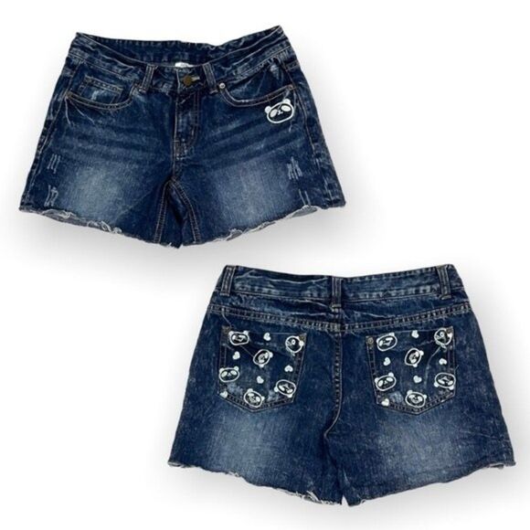 Pants - Panda and Hearts Denim Jean Shorts by Happy Company Size 28